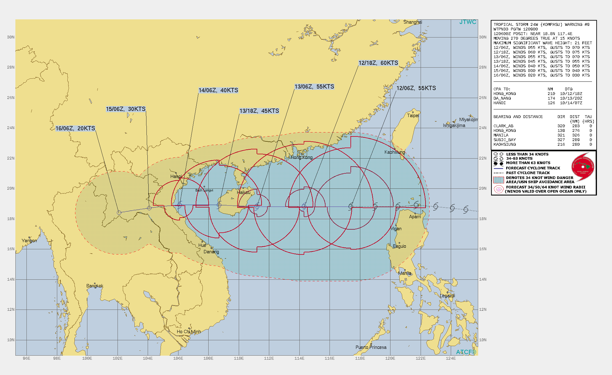 FORECAST REASONING.  SIGNIFICANT FORECAST CHANGES: THERE ARE NO SIGNIFICANT CHANGES TO THE FORECAST FROM THE PREVIOUS WARNING.  FORECAST DISCUSSION: TROPICAL STORM (TS) 24W IS FORECAST TO TRACK WESTWARD THROUGH THE FORECAST PERIOD UNDER THE STEERING INFLUENCE OF THE SUBTROPICAL RIDGE(STR). TS 24W WILL STRENGTHEN TO A PEAK OF 60 KNOTS BY 12H THEN GRADUALLY WEAKEN AS VWS INCREASES. AS THE SYSTEM TRACKS OVER HAINAN AFTER 24, IT WILL WEAKEN SIGNIFICANTLY WITH MORE RAPID WEAKENING EXPECTED AS THE SYSTEM MAKES LANDFALL OVER VIETNAM AFTER 48H. DISSIPAT