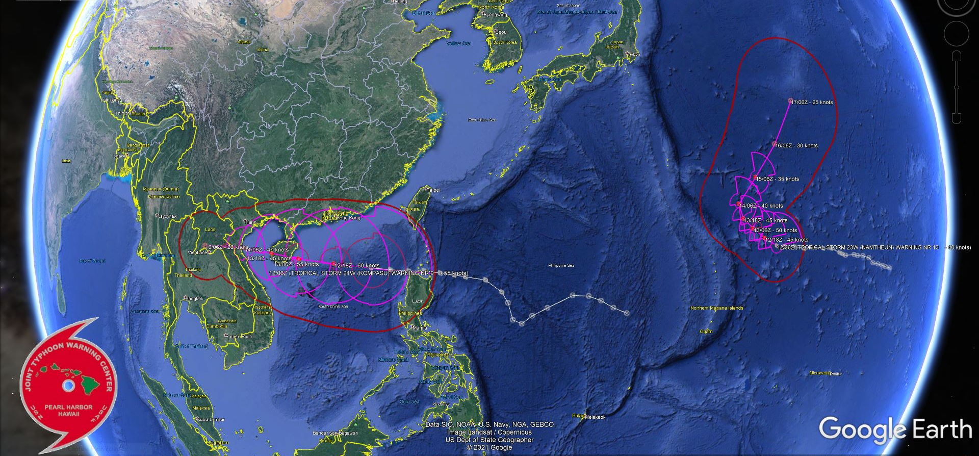 TS 24W(KOMPASU) is a very large system over the South China Sea, 12/09utc update