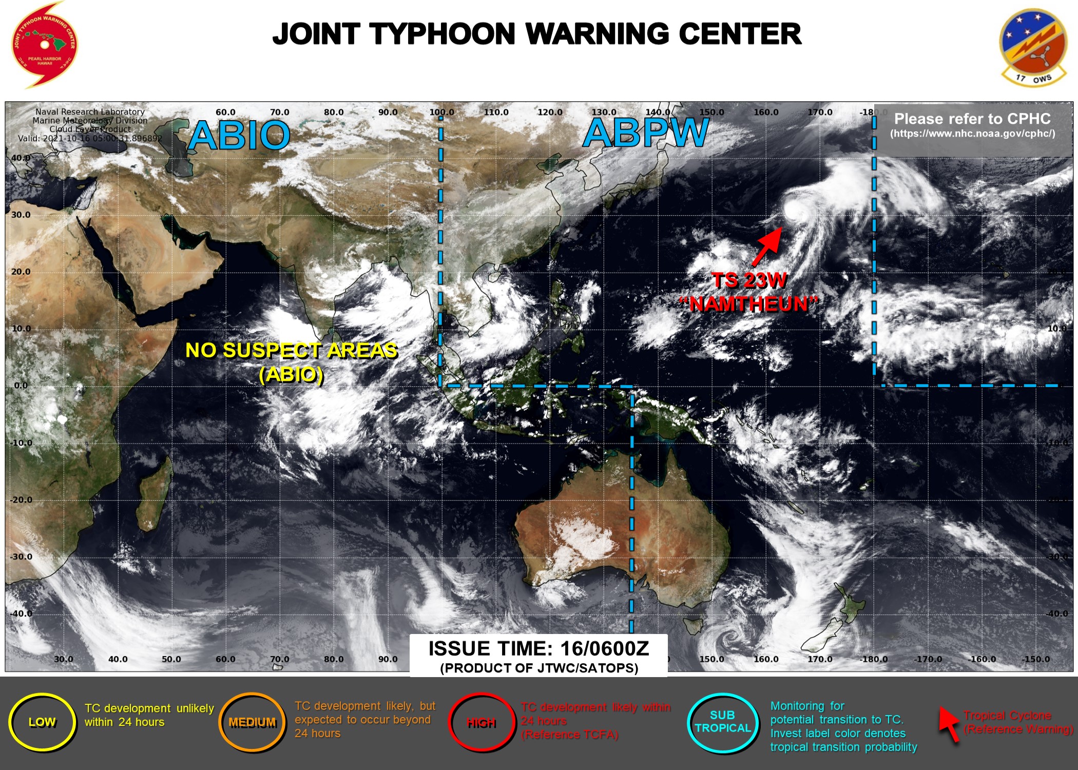 JTWC IS ISSUING 6 HOURLY WARNINGS AND 3HOURLY SATELLITE BULLETINS ON TS 23W.