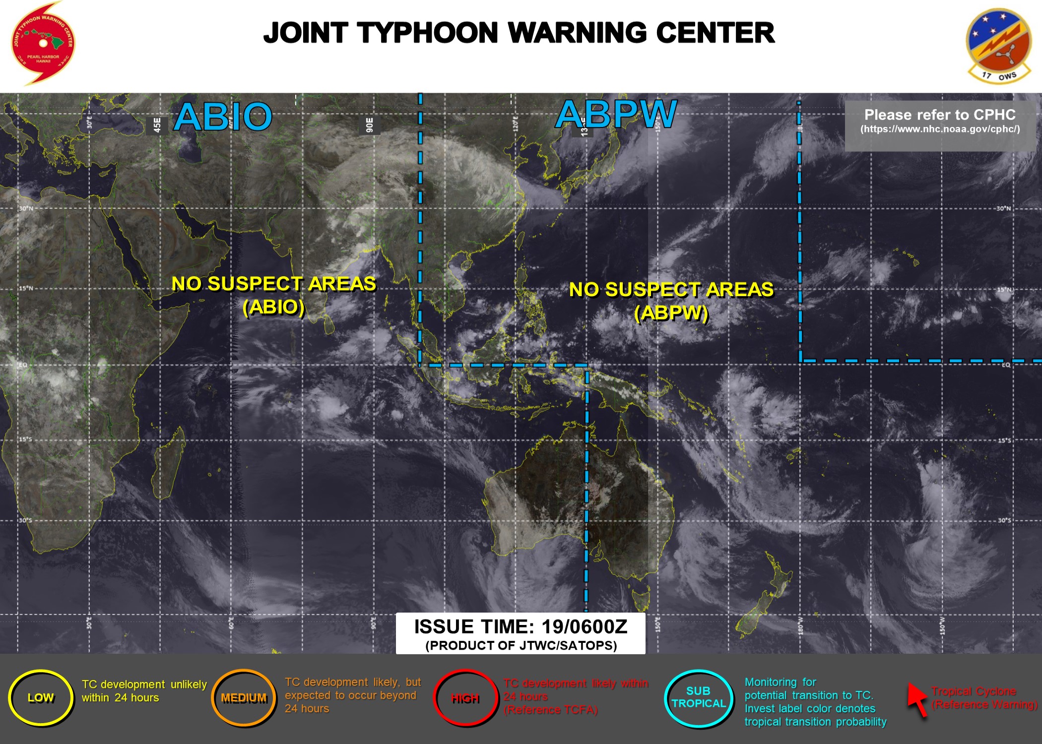 JTWC: no suspect areas, 19/06utc up-date
