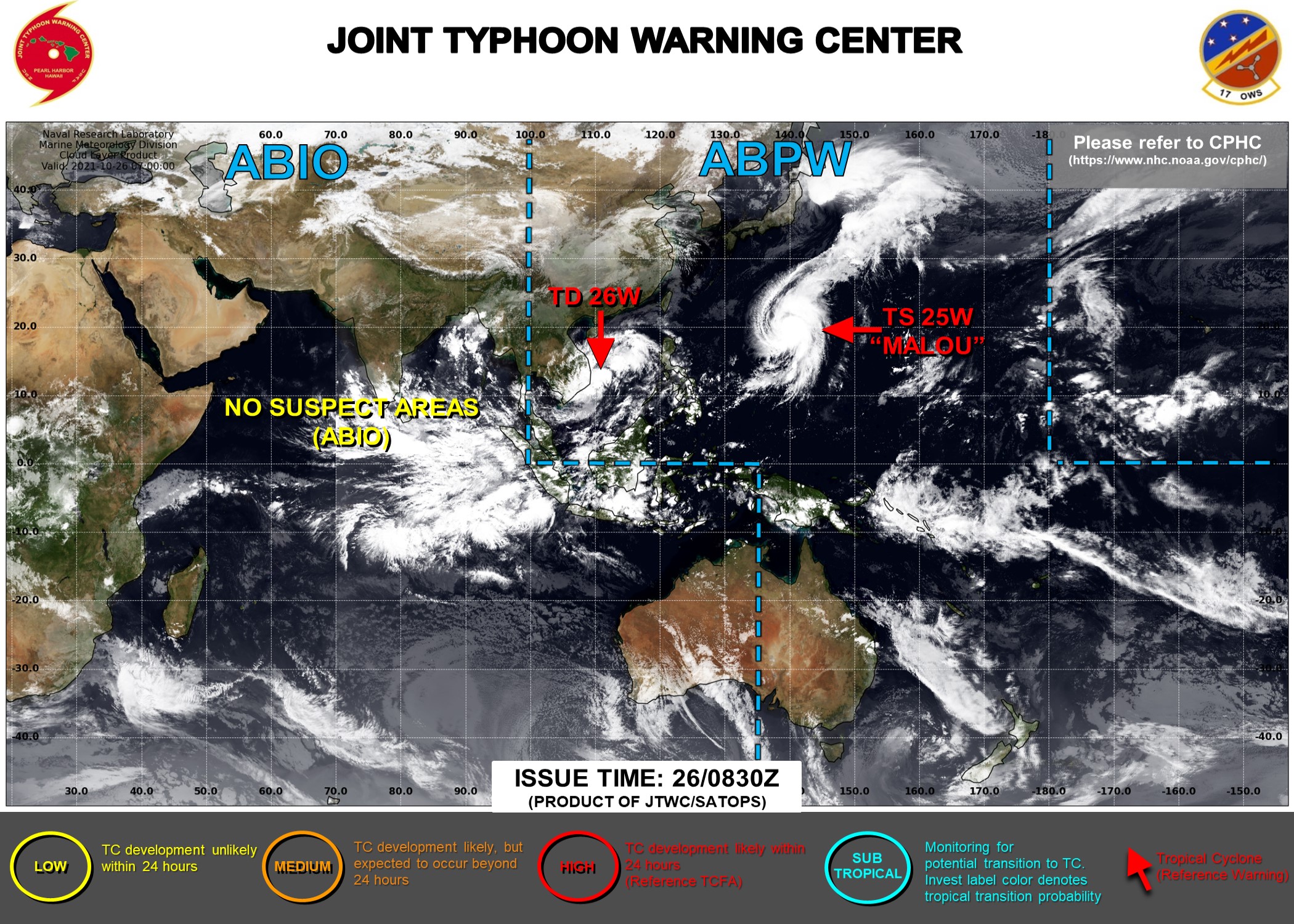 JTWC IS ISSUING 6HOURLY WARNINGS AND 3HOURLY SATELLITE BULLETINS ON 25W AND 26W.
