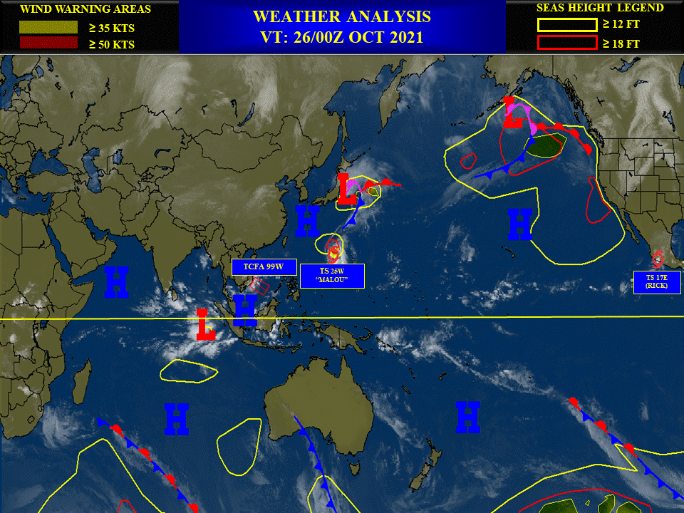 25W(MALOU) intensifying to Typhoon level by 24h/26W making landfall within 12/18h//17E(RICK) reached CAT 2 and made landfall,26/09utc updates