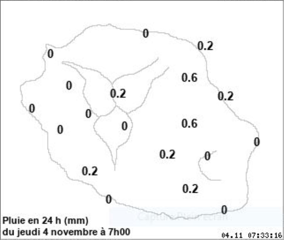 MÉTÉO RÉUNION. Vous pouvez agrandir l'image en cliquant et en l'élargissant avec vos doigts.