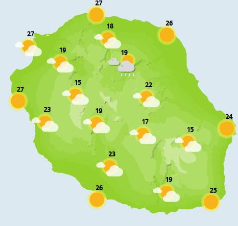 ILES SOEURS(MAURICE/RÉUNION): prévisions+cartes détaillées pour ce weekend+tendances ultérieures/ RODRIGUES: encore potentiellement instable