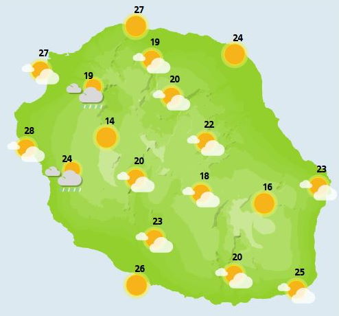 ILES SOEURS(MAURICE/RÉUNION): prévisions+cartes détaillées pour ce weekend+tendances ultérieures/ RODRIGUES: encore potentiellement instable