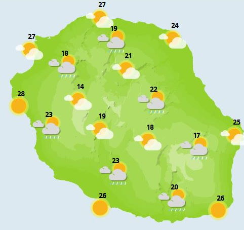 ILES SOEURS(MAURICE/RÉUNION): prévisions+cartes détaillées pour ce weekend+tendances ultérieures/ RODRIGUES: encore potentiellement instable