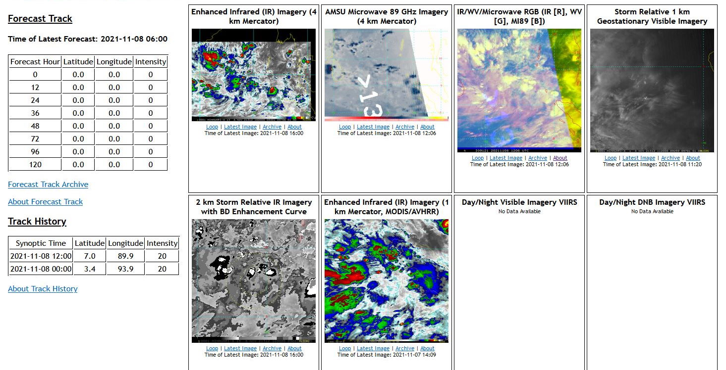 AN AREA OF CONVECTION (INVEST 91B) HAS PERSISTED NEAR 7N  89.9E, APPROXIMATELY 1235 KM SOUTHEAST OF CHENNAI, INDIA. ANIMATED  ENHANCED INFRARED (EIR) SATELLITE IMAGERY INDICATES BROAD MID TO LOW  LEVEL TURNING AROUND AN ASSESSED LOW LEVEL CIRCULATION (LLC).  ENVIRONMENTAL ANALYSIS INDICATES A FAVORABLE ENVIRONMENT FOR  DEVELOPMENT WITH GOOD WESTWARD AND POLEWARD OUTFLOW ALOFT, LOW (05- 10 KT) VERTICAL WIND SHEAR (VWS) AND VERY WARM (29-30C) SEA SURFACE  TEMPERATURES (SST). MAXIMUM SUSTAINED SURFACE WINDS ARE ESTIMATED AT  18 TO 23 KNOTS. MINIMUM SEA LEVEL PRESSURE IS ESTIMATED TO BE NEAR  1007 MB. THE POTENTIAL FOR THE DEVELOPMENT OF A SIGNIFICANT TROPICAL  CYCLONE WITHIN THE NEXT 24 HOURS IS LOW.