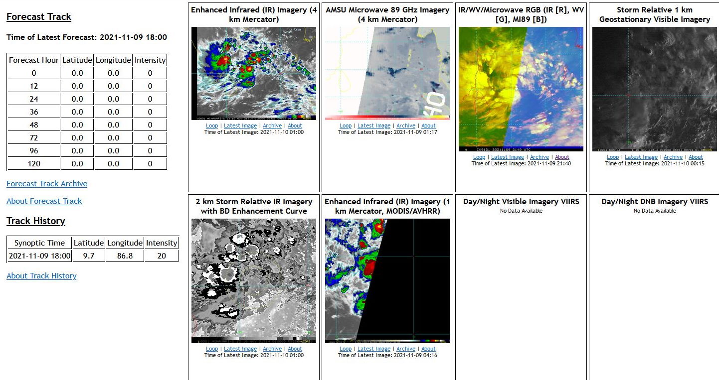 THE AREA OF CONVECTION (INVEST 91B) PREVIOUSLY LOCATED  NEAR 8.0N 89.3E IS NOW LOCATED NEAR 9.4N 87.3E, APPROXIMATELY 865 KM  EAST-SOUTHEAST OF CHENNAI, INDIA. ANIMATED ENHANCED INFRARED (EIR)  SATELLITE IMAGERY AND A 091226Z SSMIS 91 GHZ MICROWAVE IMAGE DEPICT  DISORGANIZED FORMATIVE BANDING CONVECTION WITH BROAD MID TO LOW  LEVEL TURNING AROUND A LOW LEVEL CIRCULATION (LLC). A 091424Z METOP- A ASCAT PASS SHOWS A DEFINED BUT ELONGATED SURFACE CIRCULATION.  ENVIRONMENTAL ANALYSIS INDICATES FAVORABLE CONDITIONS FOR  DEVELOPMENT WITH ROBUST EASTERLY OUTFLOW, LOW (05-10 KTS) VERTICAL  WIND SHEAR (VWS), AND WARM (29-30C) SEA SURFACE TEMPERATURES (SST).  MAXIMUM SUSTAINED SURFACE  WINDS ARE ESTIMATED AT 18 TO 23 KNOTS. MINIMUM SEA LEVEL PRESSURE IS  ESTIMATED TO BE NEAR 1007 MB. THE POTENTIAL FOR THE DEVELOPMENT OF A  SIGNIFICANT TROPICAL CYCLONE WITHIN THE NEXT 24 HOURS IS UPGRADED TO  MEDIUM. THE AREA OF CONVECTION (INVEST 91B) PREVIOUSLY LOCATED  NEAR 8.0N 89.3E IS NOW LOCATED NEAR 9.4N 87.3E, APPROXIMATELY 865 KM  EAST-SOUTHEAST OF CHENNAI, INDIA. ANIMATED ENHANCED INFRARED (EIR)  SATELLITE IMAGERY AND A 091226Z SSMIS 91 GHZ MICROWAVE IMAGE DEPICT  DISORGANIZED FORMATIVE BANDING CONVECTION WITH BROAD MID TO LOW  LEVEL TURNING AROUND A LOW LEVEL CIRCULATION (LLC). A 091424Z METOP- A ASCAT PASS SHOWS A DEFINED BUT ELONGATED SURFACE CIRCULATION.  ENVIRONMENTAL ANALYSIS INDICATES FAVORABLE CONDITIONS FOR  DEVELOPMENT WITH ROBUST EASTERLY OUTFLOW, LOW (05-10 KTS) VERTICAL  WIND SHEAR (VWS), AND WARM (29-30C) SEA SURFACE TEMPERATURES (SST).  MAXIMUM SUSTAINED SURFACE  WINDS ARE ESTIMATED AT 18 TO 23 KNOTS. MINIMUM SEA LEVEL PRESSURE IS  ESTIMATED TO BE NEAR 1007 MB. THE POTENTIAL FOR THE DEVELOPMENT OF A  SIGNIFICANT TROPICAL CYCLONE WITHIN THE NEXT 24 HOURS IS UPGRADED TO  MEDIUM.