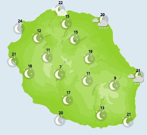 ILES SOEURS(MAURICE/RÉUNION): cartes détaillées de votre ciel pour ce Vendredi 12 Novembre +weekend, relevés pluies,animation satellite