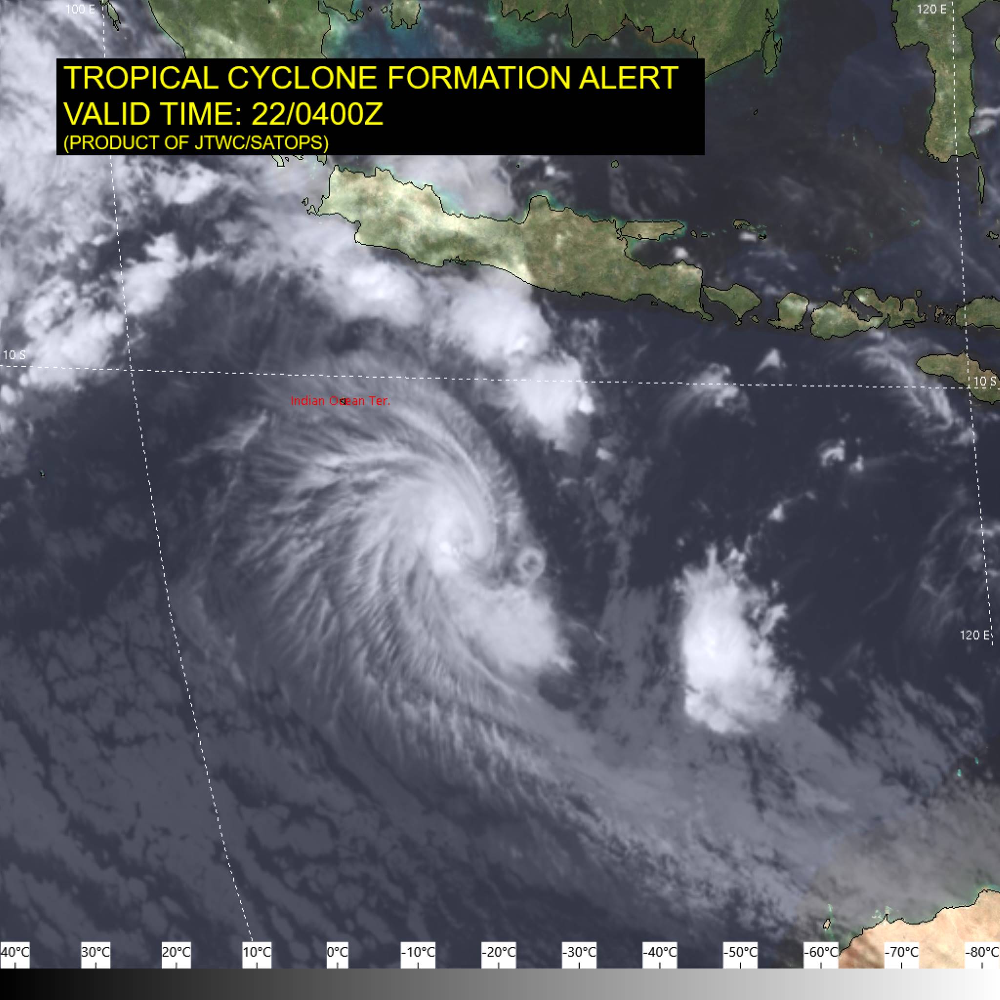 Southern Hemisphere/South Indian: Tropical Cyclone Formation Alert issued for Invest 90S(PADDY), 22/04utc