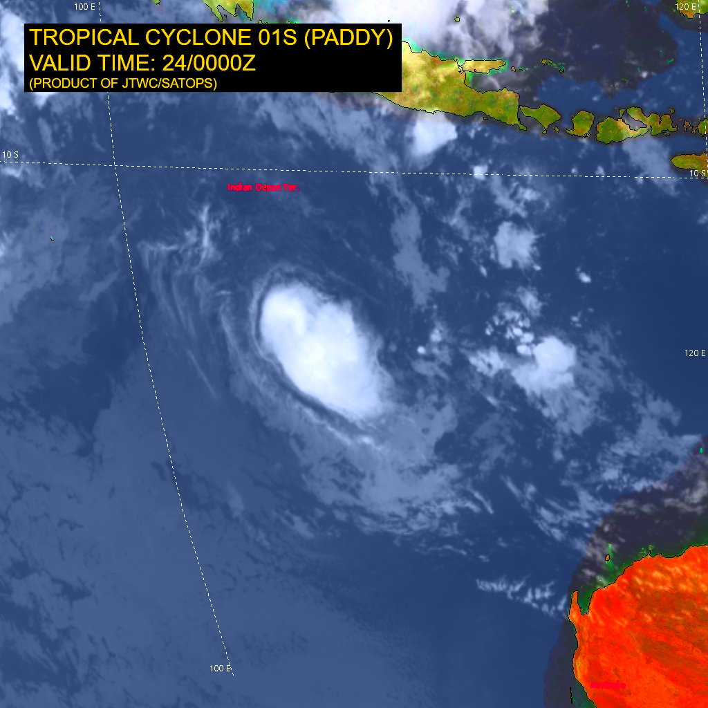 TC 01S(PADDY) slowly moving westward/ Invest 91S now on the map, 24/03utc