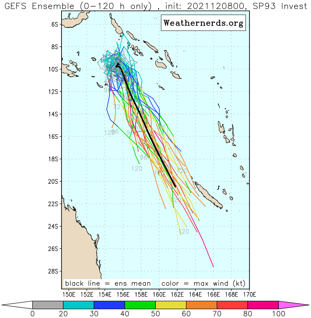 AN AREA OF CONVECTION (INVEST 93P) HAS PERSISTED NEAR 9.7S  156.2E, APPROXIMATELY 415 KM WEST OF HONIARA, SOLOMON ISLANDS.  ANIMATED ENHANCED MULTISPECTRAL SATELLITE IMAGERY DISPLAYS LOW LEVEL  CLOUD LINES WRAPPING INTO A BROAD LLCC (LOW LEVEL CIRCULATION  CENTER) WITH FLARING, DISORGANIZED CONVECTION. A 072251Z METOP-C  PASS SHOWS 10-15KT WINDS AROUND A LARGE CIRCULATION CENTER.  ENVIRONMENTAL ANALYSIS REVEALS THAT THE CIRCULATION IS IN AN AREA OF  MARGINALLY FAVORABLE DEVELOPMENT DEFINED BY WARM SST (30-31C) AND  LOW TO MODERATE VERTICAL WIND SHEAR. THE OUTFLOW IS NOTABLE WITH  ENHANCED POLEWARD OUTFLOW FEEDING INTO THE JET TO THE SOUTH. GLOBAL  MODELS ARE IN AGREEMENT THAT THE SYSTEM WILL GENERALLY TRACK  SOUTHEASTWARD OVER THE NEXT 24-48 HOURS. MAXIMUM SUSTAINED SURFACE  WINDS ARE ESTIMATED AT 10 TO 15 KNOTS. MINIMUM SEA LEVEL PRESSURE IS  ESTIMATED TO BE NEAR 1005 MB. THE POTENTIAL FOR THE DEVELOPMENT OF A  SIGNIFICANT TROPICAL CYCLONE WITHIN THE NEXT 24 HOURS IS LOW.