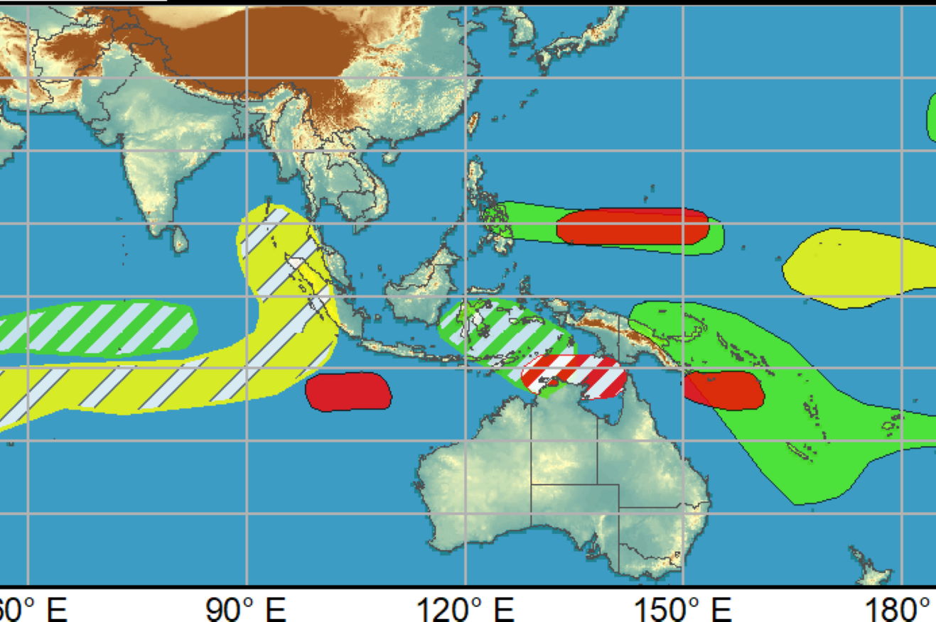 Tropical Cyclone (TC) Jawad developed over the northern Bay of Bengal on Dec 2 and tracked westward into northeast India. Although TC Jawad remained relatively weak, it resulted in heavy rainfall (locally more than 100 mm) in the coastal areas of the Odisha province of India. A short-lived TC formed on Dec 1 to the south of Java, and according to the Joint Typhoon Warning Center, TC development is imminent in this same area. The MJO is likely to provide a favorable large-scale environment, including enhanced convection and reduced wind shear, for TC development across the West Pacific, Southwest Pacific, and near northern Australia through mid-December. The GFS and ECMWF models are in excellent agreement for TC genesis near 10N/140E over the West Pacific during week-1 with a westward track across the southern Philippines and into the South China Sea by week-2. Model guidance is also in excellent agreement for TC development across the Coral Sea early in week-1 with this predicted TC to potentially affect New Caledonia. Based on recent model solutions and the MJO, an increased chance of TC formation continues over the South Pacific through week-2. Although the GFS and ECMWF models on Dec 7 have backed off on TC genesis near northern Australia, moderate confidence for TC development is posted for the Arafura Sea (week-1) and the Kimberley Coast (week-2), based on previous model guidance along with MJO composites for phases 6 and 7. NOAA.