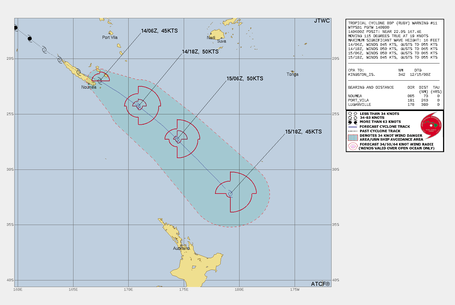 FORECAST REASONING.  SIGNIFICANT FORECAST CHANGES: THERE ARE NO SIGNIFICANT CHANGES TO THE FORECAST FROM THE PREVIOUS WARNING.  FORECAST DISCUSSION: TC RUBY WILL CONTINUE ON ITS CURRENT TRACK UNDER THE STR TO THE NORTHEAST. THE MARGINALLY FAVORABLE ENVIRONMENT WILL FUEL A BRIEF INTENSIFICATION TO 50KTS OVER THE NEXT 12-24 HRS. AFTERWARD, THE SYSTEM WILL COMMENCE SUBTROPICAL TRANSITION AS THE COMBINED EFFECT OF HIGH VWS, DRY AIR ENTRAINMENT, AND COOL SST PREVAIL. BY 36H, TC RUBY WILL BECOME A SUBTROPICAL SYSTEM.