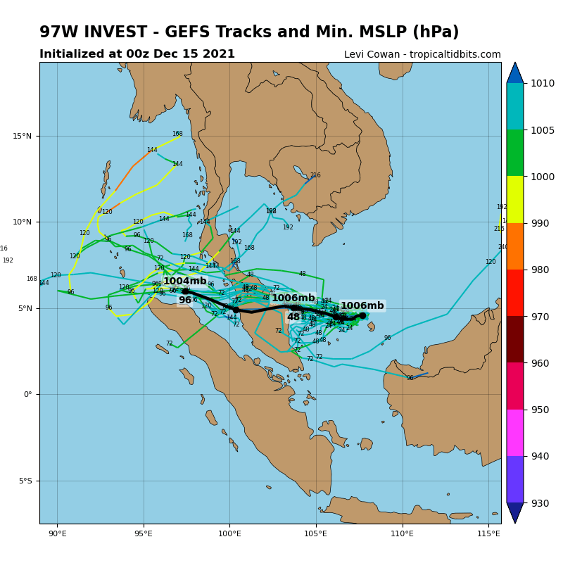 AN AREA OF CONVECTION (INVEST 97W) HAS PERSISTED NEAR 5.9N  106.9E, APPROXIMATELY 540 KM NORTH OF HO CHI MINH, VIETNAM. ANIMATED  ENHANCED MULTISPECTRAL SATELLITE IMAGERY (MSI) AND A PARTIAL,  150000Z SSMIS 91GHZ MICROWAVE IMAGE DEPICT FLARING CONVECTIVE BANDS  WRAPPING INTO A CONSOLIDATED LOW LEVEL CIRCULATION CENTER (LLC).  ENVIRONMENTAL ANALYSIS INDICATES A MARGINALLY FAVORABLE ENVIRONMENT  WITH GOOD POLEWARD OUTFLOW, WARM (27-28C) SEA SURFACE TEMPURATURES,  OFFSET BY LOW-MODERATE (10-20KT) VERTICAL WIND SHEAR. GLOBAL MODELS  ARE IN AGREEMENT THAT INVEST 97W WILL PERSIST AND SLOWLY TRACK  WESTWARD OVER THE 72 HOURS.  MAXIMUM SUSTAINED SURFACE WINDS ARE  ESTIMATED AT 10 TO 15 KNOTS. MINIMUM SEA LEVEL PRESSURE IS ESTIMATED  TO BE NEAR 1010 MB. THE POTENTIAL FOR THE DEVELOPMENT OF A  SIGNIFICANT TROPICAL CYCLONE WITHIN THE NEXT 24 HOURS IS LOW. AN AREA OF CONVECTION (INVEST 97W) HAS PERSISTED NEAR 5.9N  106.9E, APPROXIMATELY 540 KM NORTH OF HO CHI MINH, VIETNAM. ANIMATED  ENHANCED MULTISPECTRAL SATELLITE IMAGERY (MSI) AND A PARTIAL,  150000Z SSMIS 91GHZ MICROWAVE IMAGE DEPICT FLARING CONVECTIVE BANDS  WRAPPING INTO A CONSOLIDATED LOW LEVEL CIRCULATION CENTER (LLC).  ENVIRONMENTAL ANALYSIS INDICATES A MARGINALLY FAVORABLE ENVIRONMENT  WITH GOOD POLEWARD OUTFLOW, WARM (27-28C) SEA SURFACE TEMPURATURES,  OFFSET BY LOW-MODERATE (10-20KT) VERTICAL WIND SHEAR. GLOBAL MODELS  ARE IN AGREEMENT THAT INVEST 97W WILL PERSIST AND SLOWLY TRACK  WESTWARD OVER THE 72 HOURS.  MAXIMUM SUSTAINED SURFACE WINDS ARE  ESTIMATED AT 10 TO 15 KNOTS. MINIMUM SEA LEVEL PRESSURE IS ESTIMATED  TO BE NEAR 1010 MB. THE POTENTIAL FOR THE DEVELOPMENT OF A  SIGNIFICANT TROPICAL CYCLONE WITHIN THE NEXT 24 HOURS IS LOW.