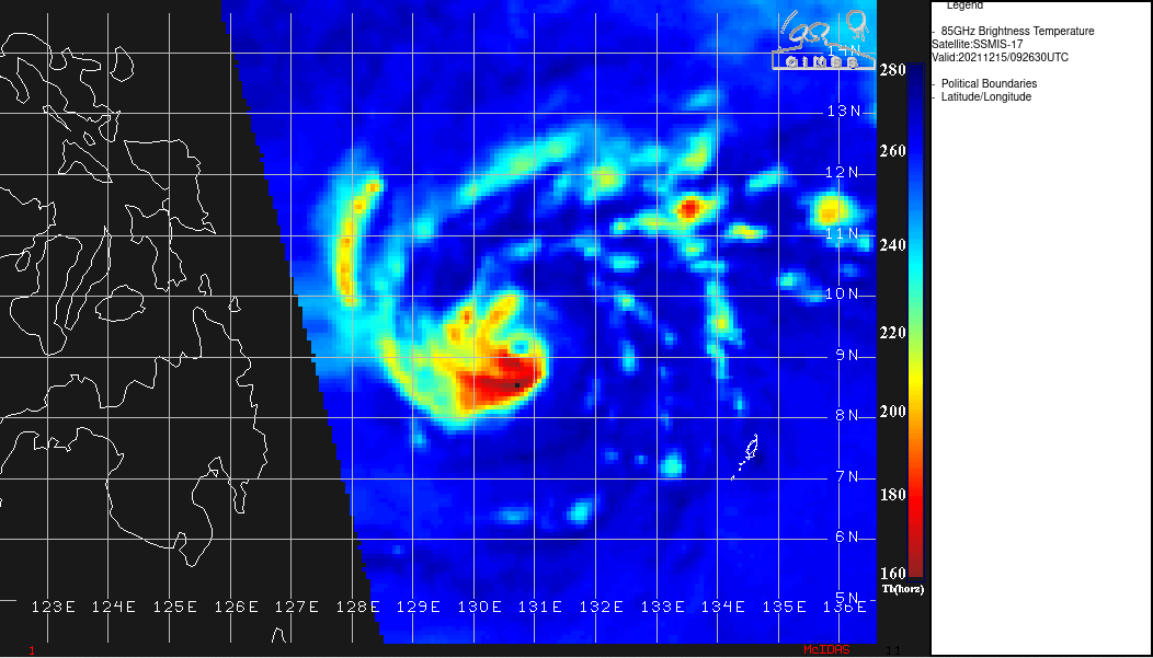 TY 28W(RAI) intensifying, landfall over Surigao/Philippines by 18H, then tracking across the archipelago, peak intensity forecast in 72H, 15/15utc