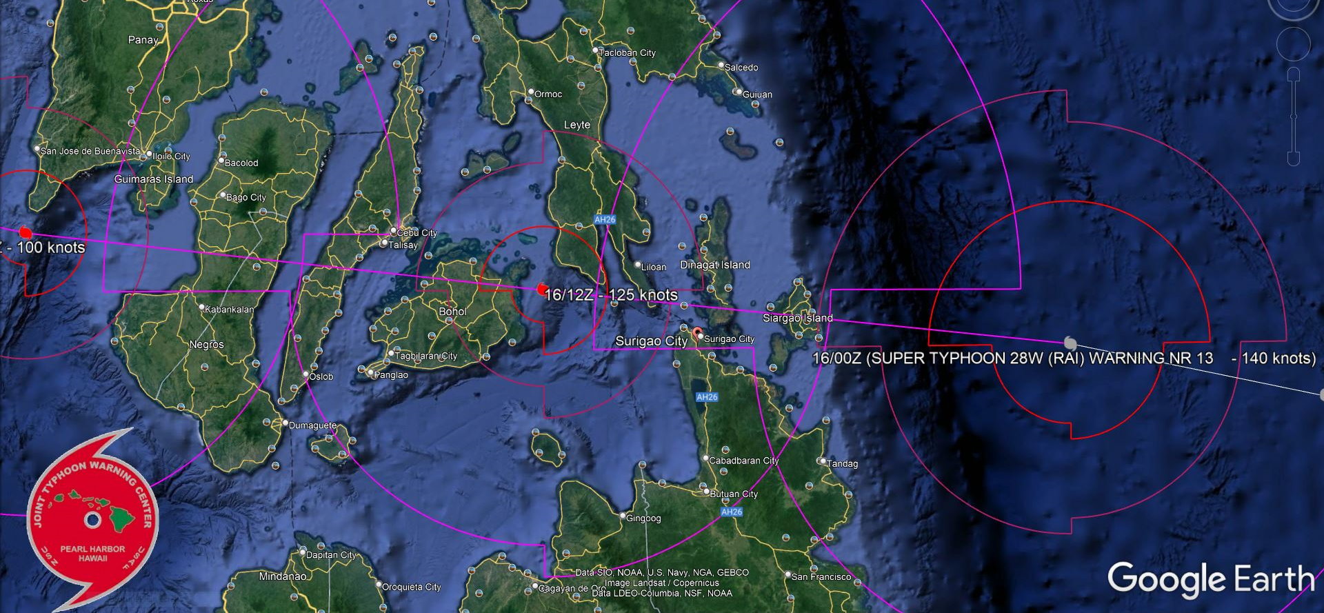 Super Typhoon 28W(RAI): explosive intensification from CAT 1 to CAT 5 over 24hours//Landfall imminent , 16/03utc