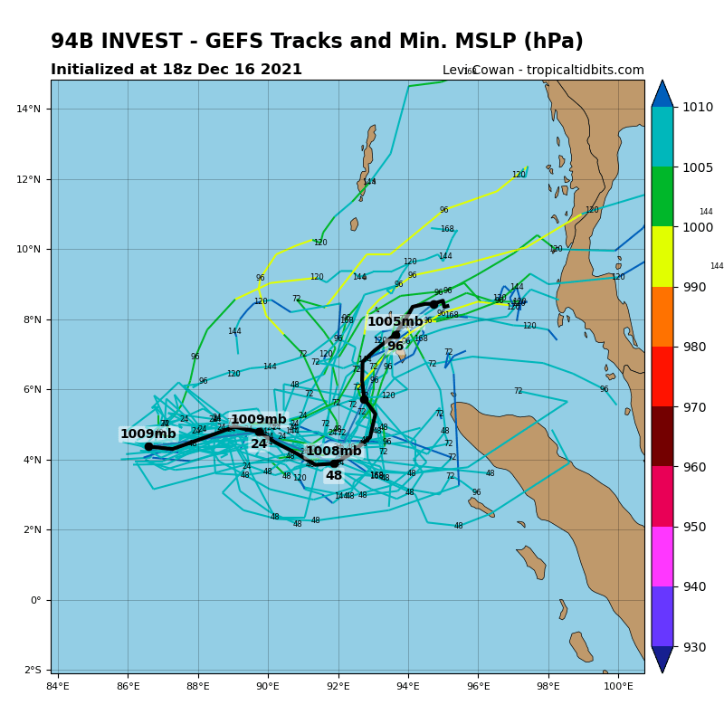 AN AREA OF CONVECTION (INVEST 94B) HAS PERSISTED NEAR 4.4N  87.4E, APPROXIMATELY 875 KM EAST-SOUTHEAST OF COLOMBO, SRI LANKA.  ANIMATED ENHANCED INFRARED IMAGERY AND A 152232Z SSMIS 91GHZ IMAGE  DEPICT FLARING CONVECTION IN THE NORTH-NORTHEASTERN PERIPHERY  WRAPPING INTO THE LOW LEVEL CIRCULATION (LLC).  ENVIRONMENTAL  ANALYSIS INDICATES A MARGINAL ENVIRONMENT WITH FAIR POLEWARD OUTFLOW  AND WARM (28-29C) SEA SURFACE TEMPERATURES OFFSET BY MODERATE (15- 20KT) VERTICAL WIND SHEAR. GLOBAL MODELS ARE IN AGREEMENT THAT  INVEST 94B WILL INTENSIFY AND TRACK EASTWARD TOWARD MYANMAR WITHIN  THE NEXT 48-72HRS. MAXIMUM SUSTAINED SURFACE WINDS ARE ESTIMATED AT  10 TO 15 KNOTS. MINIMUM SEA LEVEL PRESSURE IS ESTIMATED TO BE NEAR  1009 MB. THE POTENTIAL FOR THE DEVELOPMENT OF A SIGNIFICANT TROPICAL  CYCLONE WITHIN THE NEXT 24 HOURS IS UPGRADED TO LOW.