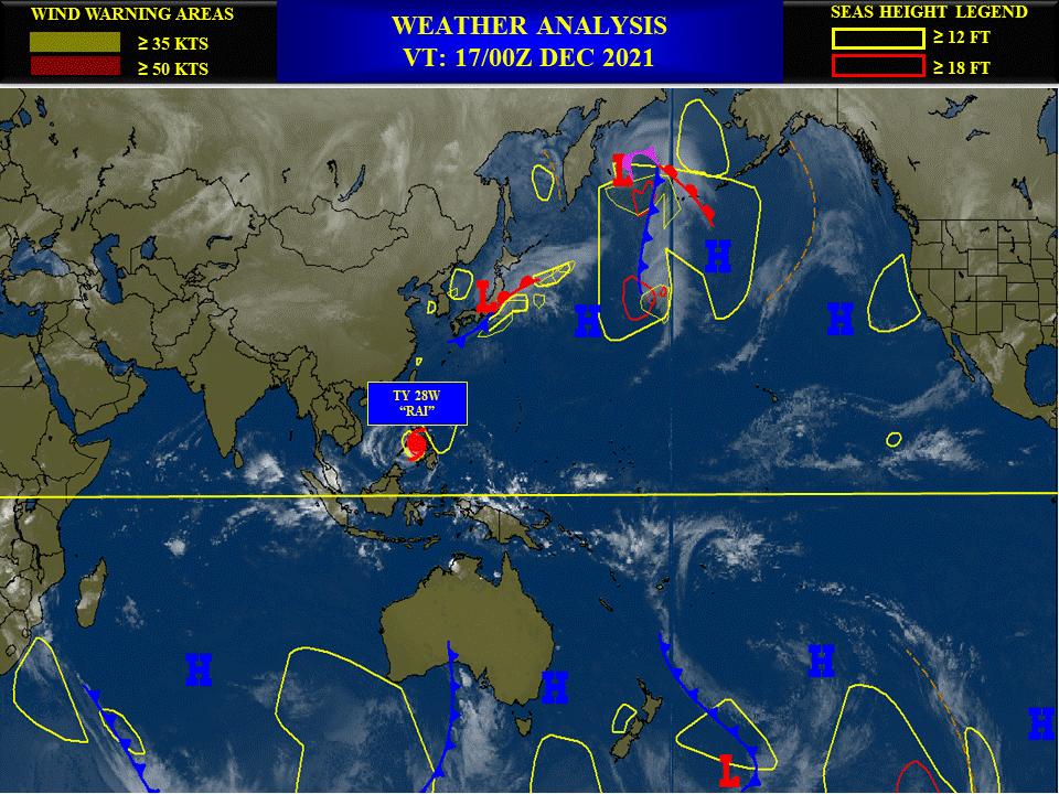 Typhoon 28W(RAI) to pass over Palawan within 12hours,2nd intensity peak forecast in 36hours//TD 29W short-lived Northwest of Singapore,17/03utc