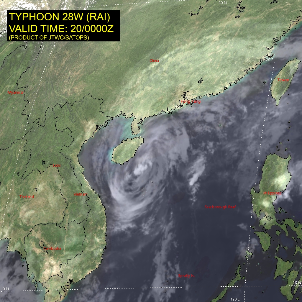 SATELLITE ANALYSIS, INITIAL POSITION AND INTENSITY DISCUSSION: AS THE SUN HAS RISEN OVER TY 28W, IT HAS REVEALED A RAPIDLY WEAKENING CYCLONE, THOUGH THE CENTRAL CIRCULATION APPEARS TO BE RELATIVELY INTACT. ANIMATED MULTISPECTRAL SATELLITE IMAGERY (MSI) DEPICTS A WELL DEFINED LOW LEVEL CIRCULATION CENTER (LLCC) WITH A SMALL POCKET OF FLARING CONVECTION BLOOMING NEAR THE ASSESSED CENTER AND BEING SHEARED TO THE NORTH, WHILE THE REMAINDER OF THE CIRCULATION IS DEVOID OF SIGNIFICANT CONVECTION. A 192247Z SSMIS 37GHZ MICROWAVE IMAGE SHOWED A WELL DEFINED LOW EMISSIVITY REGION IDENTIFYING THE LLCC, WITH SHALLOW BANDING TO THE EAST AND SOUTH, WRAPPING INTO THE TIGHT CIRCULATION CENTER. EXTRAPOLATION OF THE MICROWAVE IMAGERY PROVIDED HIGH CONFIDENCE TO THE INITIAL POSITION. THE INITIAL INTENSITY IS A BIT MORE TRICKY DUE TO THE VERY RAPID UNRAVELING OF THE SYSTEM. AGENCY FIXES RANGE FROM A POSITION ONLY FIX FROM KNES, TO RJTD T5.5. MEANWHILE, ADT WAS T4.7 USING THE SHEAR METHOD, THROUGH THE RAW ADT WAS ONLY T1.5. SATCON WAS TOOL OLD FOR USE IN THIS ANALYSIS, AND THE AI ADJUSTED ADT WAS 63 KNOTS. THE INITIAL INTENSITY IS THUS SET AT A GENEROUS 70 KNOTS, BASED ON A BLEND OF THE AVAILABLE DATA WITH LOW CONFIDENCE. THE SYSTEM IS MOVING INTO AN EVEN MORE UNFAVORABLE ENVIRONMENT, WITH SSTS BELOW 25C, MODERATE VWS AND DRY AIR ENTRAINMENT.