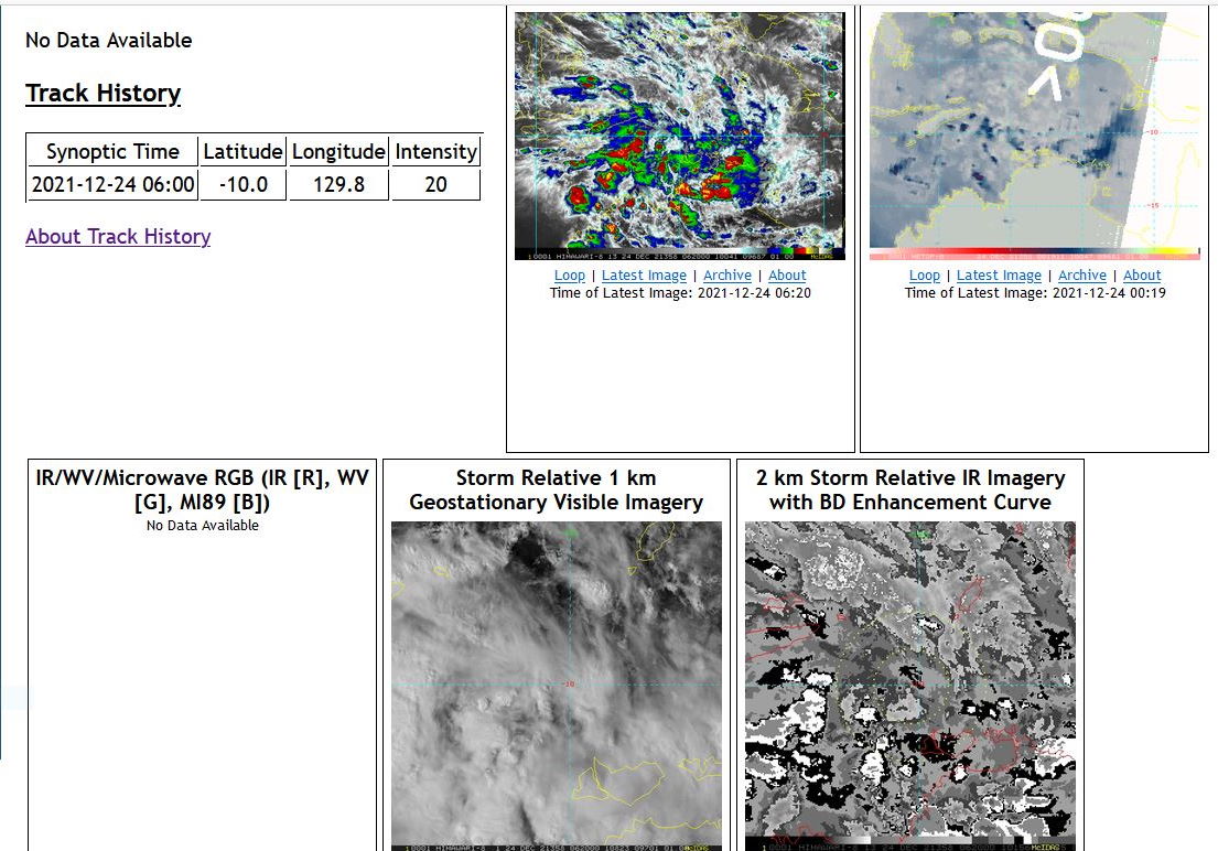 AN AREA OF CONVECTION (INVEST 97S) HAS PERSISTED NEAR 9.4S  130.3E, APPROXIMATELY 345 KM NORTH OF DARWIN, AUSTRALIA. ANIMATED  ENHANCED MULTISPECTRAL SATELLITE IMAGERY DEPICTS BROAD FLARING  CONVECTION SURROUNDING A PARTIALLY EXPOSED LOW LEVEL CIRCULATION  (LLC). RECENT SCATTEROMETRY DATA SHOWS WINDS OF 20KT IN THE NORTHERN  PERIPHERY OF A LLC. ENVIRONMENTAL ANALYSIS INDICATES FAVORABLE  CONDITIONS FOR DEVELOPMENT WITH STRONG POLEWARD AND EQUATORWARD  OUTFLOW ALOFT, LOW TO MODERATE (10-15KT) VERTICAL WIND SHEAR, AND  VERY WARM (30-31C) SEA SURFACE TEMPERATURES. GLOBAL MODELS ARE IN  STRONG AGREEMENT THAT 97S WILL INTENSIFY AND CONSOLIDATE OVER THE  NEXT 24 TO 48 HOURS, HOWEVER THEY ARE SPLIT ON THE TRACK. CMC,  GFS AND ITS ENSEMBLES HAVE A MORE EAST-SOUTHEASTERLY TRACK INTO  THE GULF OF CARPENTARIA, WHILE NAVGEM AND ECMWF HAVE A MORE SOUTH- SOUTHEASTERLY TRACK OVER AUSTRALIA JUST SOUTH OF THE GULF OF  CARPENTARIA.  MAXIMUM SUSTAINED SURFACE WINDS ARE ESTIMATED AT 15 TO  20 KNOTS. MINIMUM SEA LEVEL PRESSURE IS ESTIMATED TO BE NEAR 1007  MB. THE POTENTIAL FOR THE DEVELOPMENT OF A SIGNIFICANT TROPICAL  CYCLONE WITHIN THE NEXT 24 HOURS IS LOW.