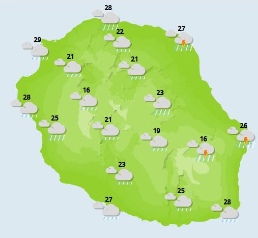 ILES SOEURS: prévisions pour le Réveillon et Noël à MAURICE/RÉUNION, changement de temps probable le 26 à la RÉUNION , mise à jour 24/16h