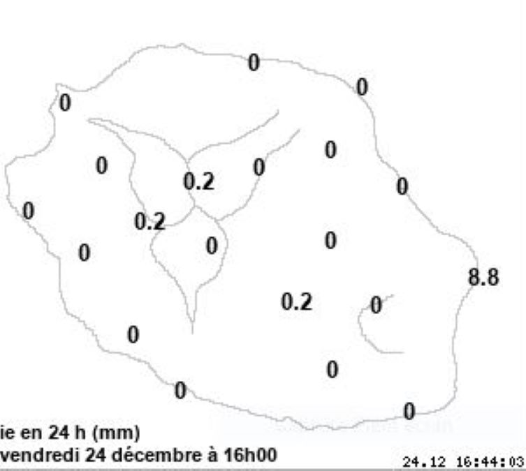 ILES SOEURS: prévisions pour le Réveillon et Noël à MAURICE/RÉUNION, changement de temps probable le 26 à la RÉUNION , mise à jour 24/16h