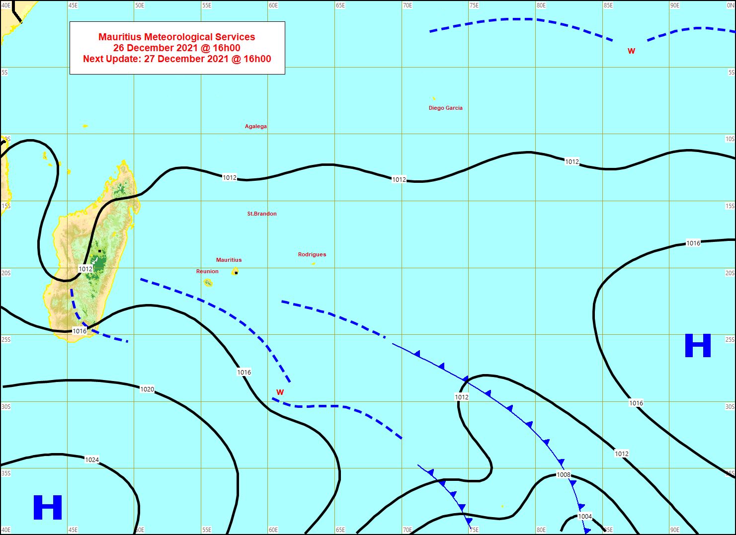 ILES SOEURS: Avertissement/Vigilance Fortes Pluies/Orages pour MAURICE et une partie de la RÉUNION, mise à jour: 26/12 21h