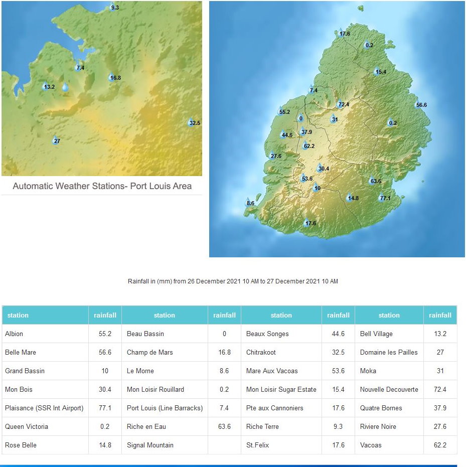 ILES SOEURS: averses localement fortes/orageuses pour MAURICE et la RÉUNION cet après-midi, mise à jour le 27/12 11h15