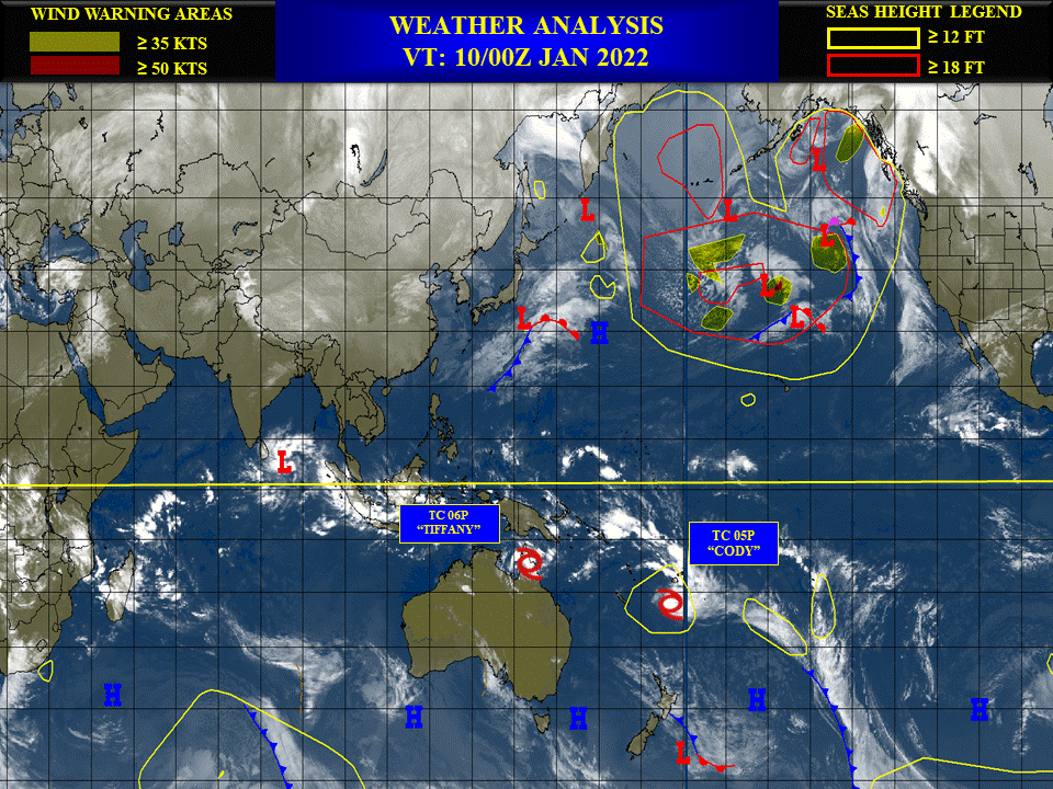 TC 06P(TIFFANY) briefly at Typhoon strength, set to re-intensify over the GOC// TC 05P(CODY) up-date, 10/03utc
