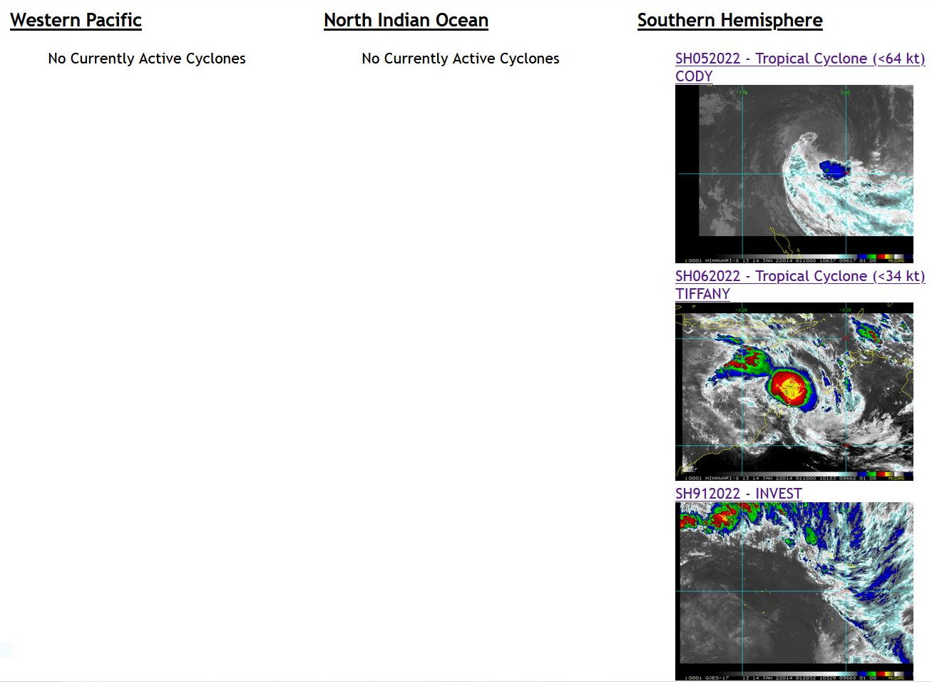 05P(CODY), over-land TC 06P(TIFFANY) and Invest 91P updates+Ecmwf 240h maps, 14/03utc