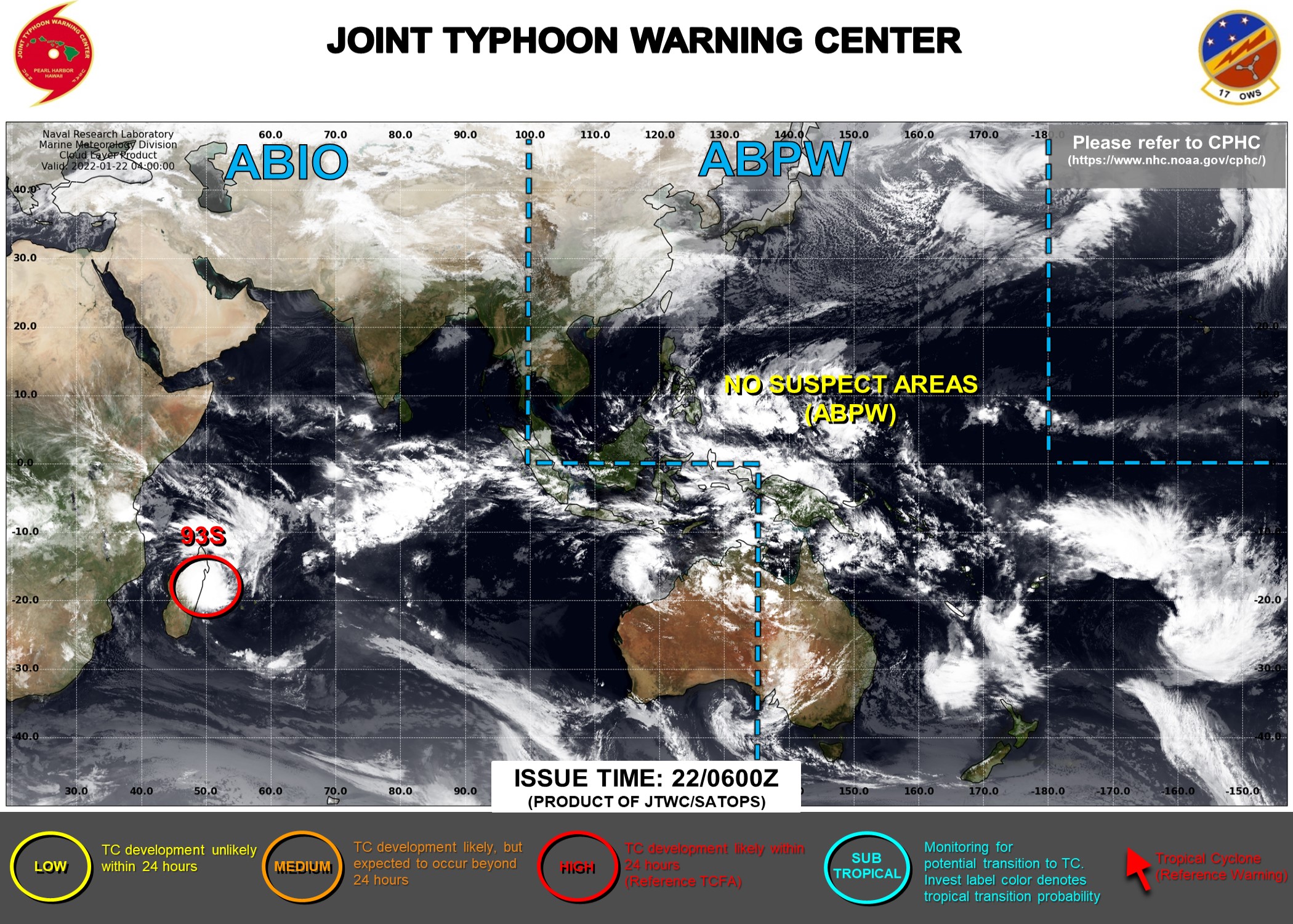 Tropical Cyclone Formation Alert re-issued for Invest 93S, 22/02utc