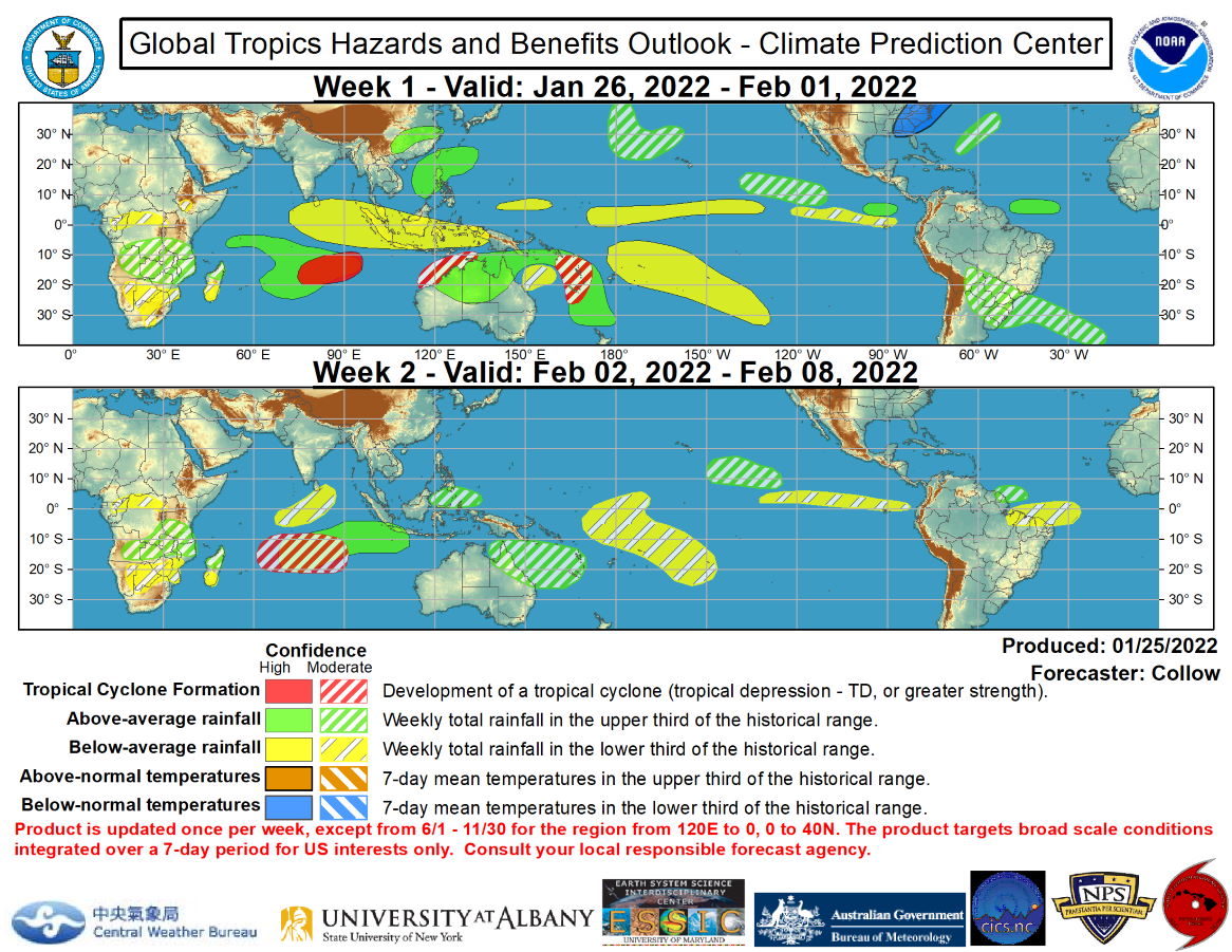 2 WEEK CYCLONIC DEVELOPMENT POTENTIAL: South Indian and South Pacific  oceans likely to be active next 2 weeks, 26/01