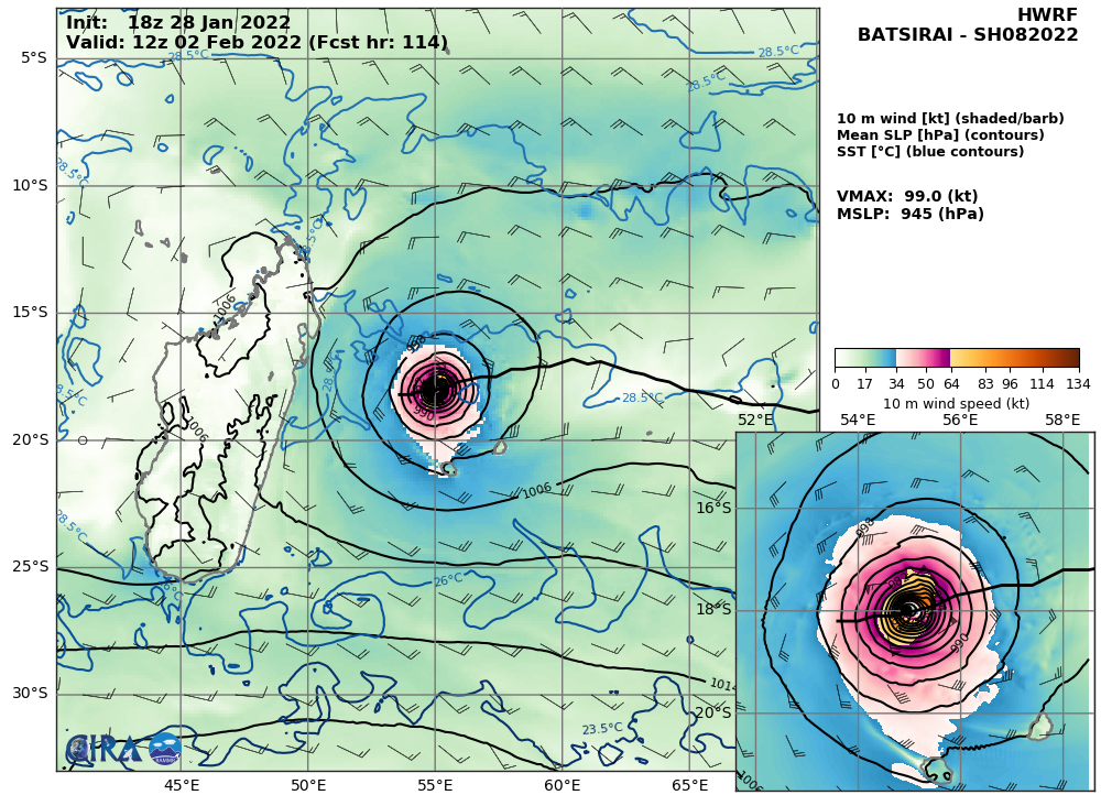 TC 08S(BATSIRAI) is re-intensifying and gradually approaching the Mascarene islands