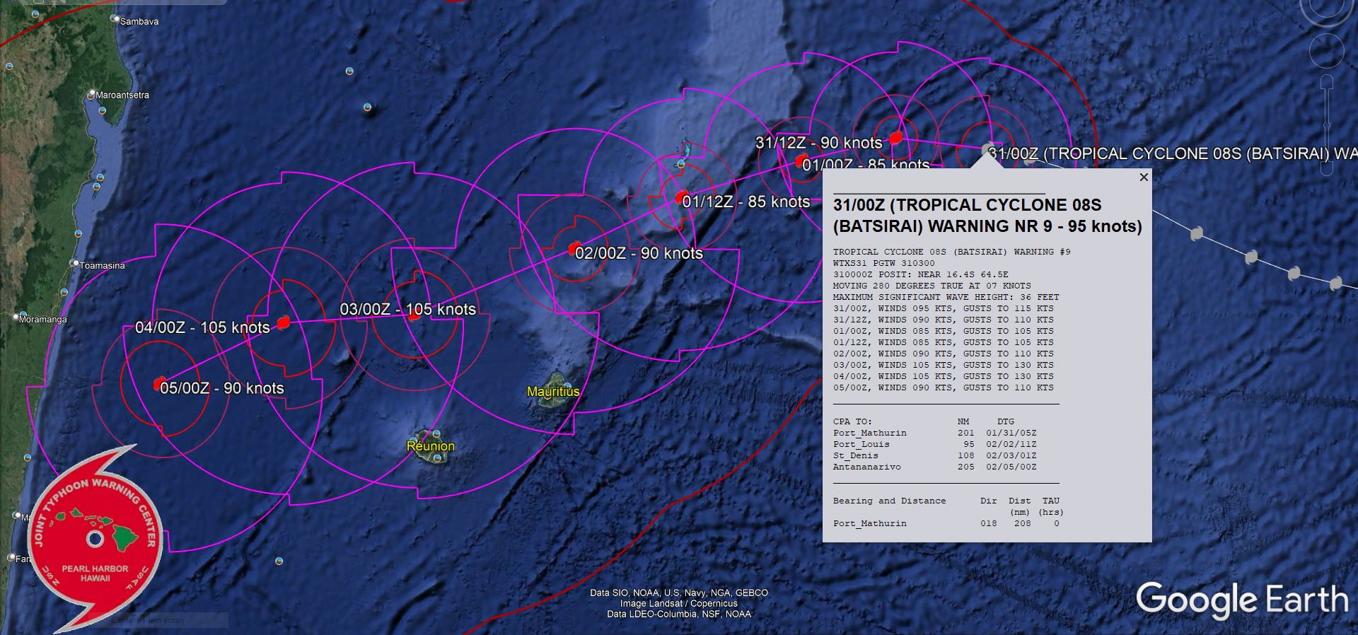 FORECAST REASONING.  SIGNIFICANT FORECAST CHANGES: THERE ARE NO SIGNIFICANT CHANGES TO THE FORECAST FROM THE PREVIOUS WARNING.  FORECAST DISCUSSION: TC 08S IS EXPECTED TO CONTINUE WESTWARD FOR THE NEXT 12 HOURS BEFORE TURNING WEST-SOUTHWESTWARD AS THE SUBTROPICAL STEERING RIDGE REORIENTS IN RESPONSE TO TRANSIENT MID-LATITUDE TROUGHING TO THE SOUTH. THE SYSTEM WILL CONTINUE TO FOLLOW FLOW ASSOCIATED WITH THE SUBTROPICAL RIDGE THROUGHOUT THE FORECAST PERIOD. A SLIGHTLY MORE POLEWARD COMPONENT TO STORM MOTION IS EXPECTED AFTER 96H, AS A WEAKNESS DEVELOPS IN THE STEERING RIDGE. CONTINUED MODERATE EASTERLY VERTICAL WIND SHEAR WILL LIKELY RESULT IN SOME WEAKENING OVER THE NEXT 12-24 HOURS, BUT PASSAGE OVER WARM WATER AND STRONG UPPER-LEVEL OUTFLOW WILL LIMIT THE WEAKENING TREND. BY 48H, THE SYSTEM WILL MOVE INTO AN AREA OF LOWER VERTICAL WIND SHEAR AND REINTENSIFY UNDER FAVORABLE ENVIRONMENTAL CONDITIONS. IN THE EXTENDED PERIOD, A LESS FAVORABLE UPPER-LEVEL PATTERN AND POSSIBLE LAND INTERACTION WILL INDUCE A SLOW WEAKENING TREND.