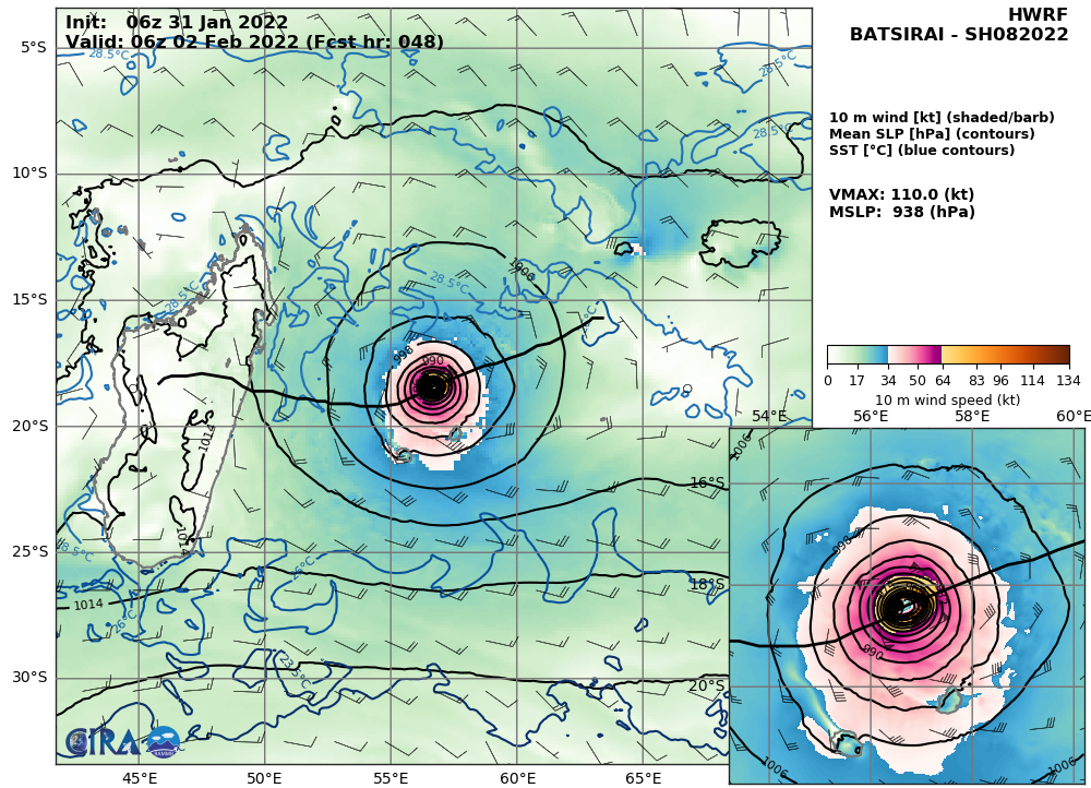 TC 08S(BATSIRAI): CAT 2 US ,microwave eye well depicted again, forecast track up-date//Invest 98P: Tropical Cyclone Formation Alert,31/15utc