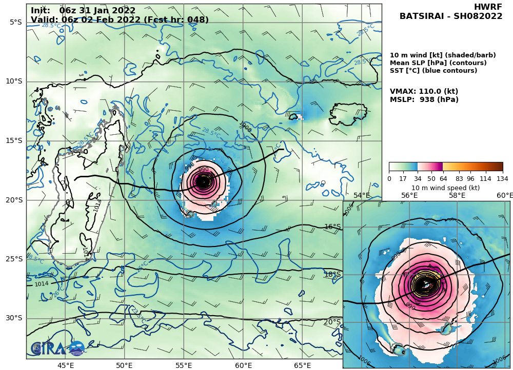 TC 08S(BATSIRAI): CAT 2 US ,microwave eye well depicted again, forecast track up-date//Invest 98P: Tropical Cyclone Formation Alert,31/15utc TC 08S(BATSIRAI): CAT 2 US ,microwave eye well depicted again, forecast track up-date//Invest 98P: Tropical Cyclone Formation Alert,31/15utc