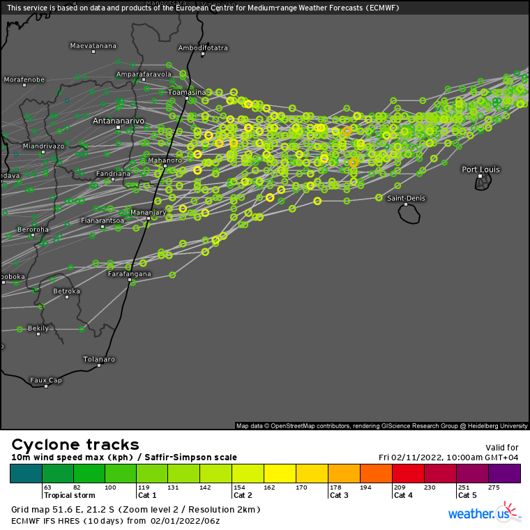 TC 08S(BATSIRAI) CAT 2 US: intensifying & approaching Mauritius/Réunion islands// TC 09P: slow intensification after 36h, 01/15utc