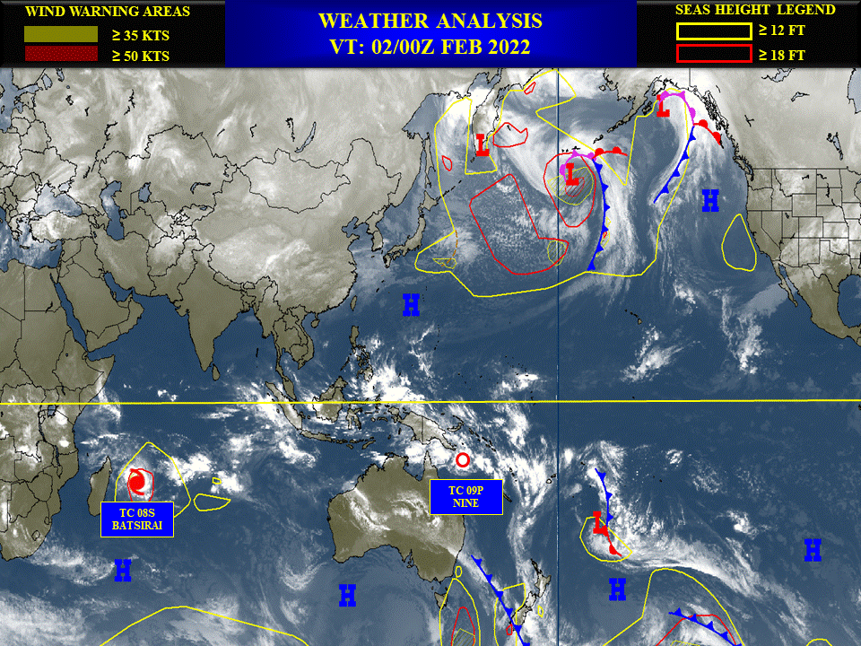 TC 08S(BATSIRAI): powerful CAT 4, eye-wall replacement cycle possible within 24hours//TC 09P: struggling due to mid-level dry air,02/03utc