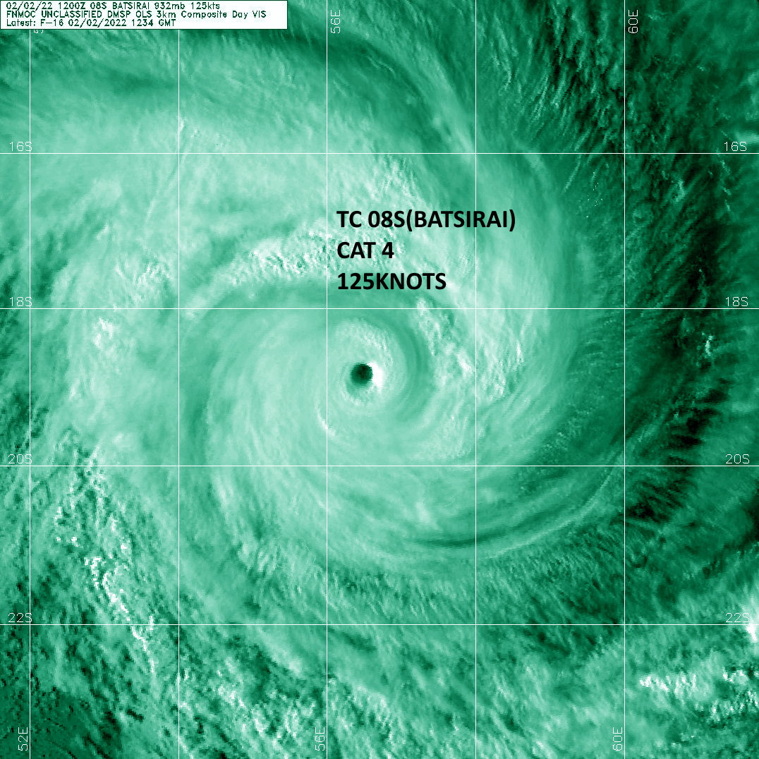 TC 08S(BATSIRAI): CAT 4 US tracking North of Réunion island// TC 09P struggling under dry air// Invest 90S: now Medium,02/15utc