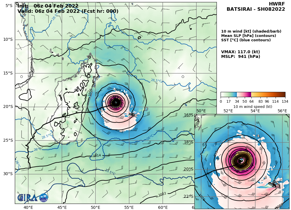 Powerful TC 08S(BATSIRAI) CAT 4 US: to make landfall over Madagascar shortly after 24h// Invest 90S is now TC 10S, 04/15utc