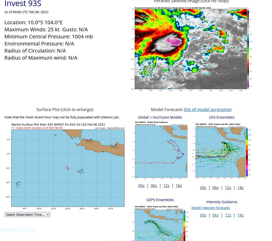 TC 08S(BATSIRAI):over-land:Mananjary(Madagascar)reported very high winds//TC 10S(CLIFF) still surviving//Invest 92P and Invest 93S,06/03utc