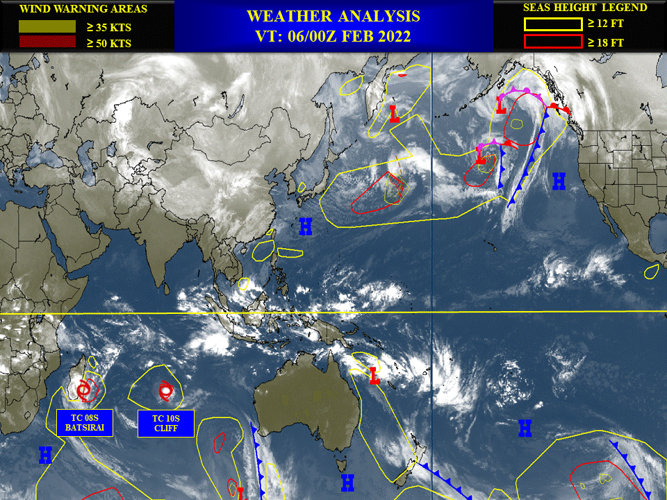 TC 08S(BATSIRAI):over-land:Mananjary(Madagascar)reported very high winds//TC 10S(CLIFF) still surviving//Invest 92P and Invest 93S,06/03utc