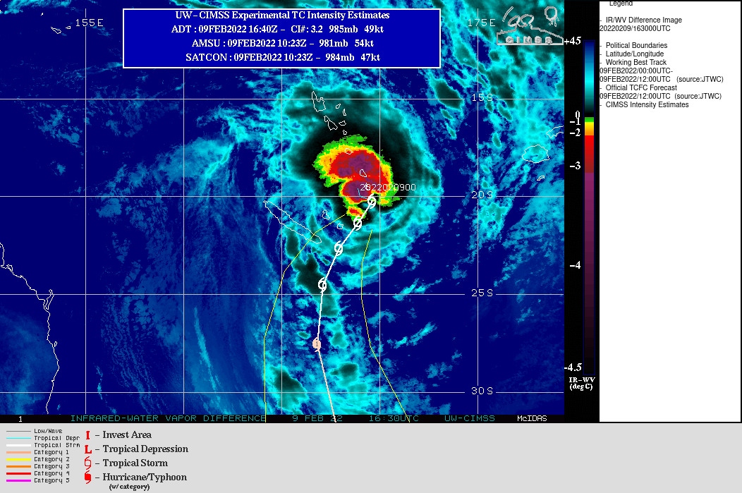 SATELLITE ANALYSIS, INITIAL POSITION AND INTENSITY DISCUSSION: ANIMATED ENHANCED INFRARED (EIR) SATELLITE IMAGERY INDICATES THE SYSTEM HAS SLIGHTLY EXPANDED AND THE CENTRAL CONVECTION HAS DEEPENED. THE INITIAL POSITION IS PLACED WITH MEDIUM CONFIDENCE BASED ON A LARGE, PARTIALLY EXPOSED LOW LEVEL CIRCULATION FEATURE IN THE 090945Z GPM 89GHZ IMAGE. THE INITIAL INTENSITY IS BASED ON AN OVERALL ASSESSMENT OF AGENCY AND AUTOMATED DVORAK ESTIMATES AND REFLECTS THE 6-HOUR IMPROVEMENT OF THE SYSTEM. ANALYSIS INDICATES A MARGINALLY FAVORABLE ENVIRONMENT WITH LOW VWS AND WARM (28-29C) SST OFFSET BY WEAK EQUATORWARD OUTFLOW. THE CYCLONE IS IN A COL BETWEEN THE NER TO THE NORTH AND THE STR TO THE SOUTHEAST.