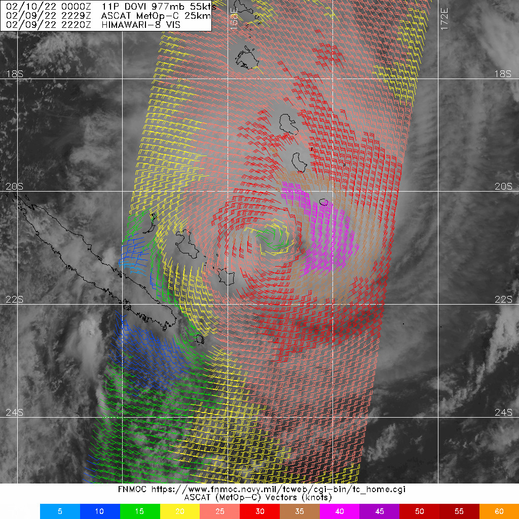 092130Z ASCAT-B BULLSEYE PASS WHICH INDICATED 45 TO 50 KNOT WINDS TO THE EAST OF THE CENTER, CONFIRMED BY SURFACE WIND OBSERVATIONS FROM ANEITYUM ISLAND.