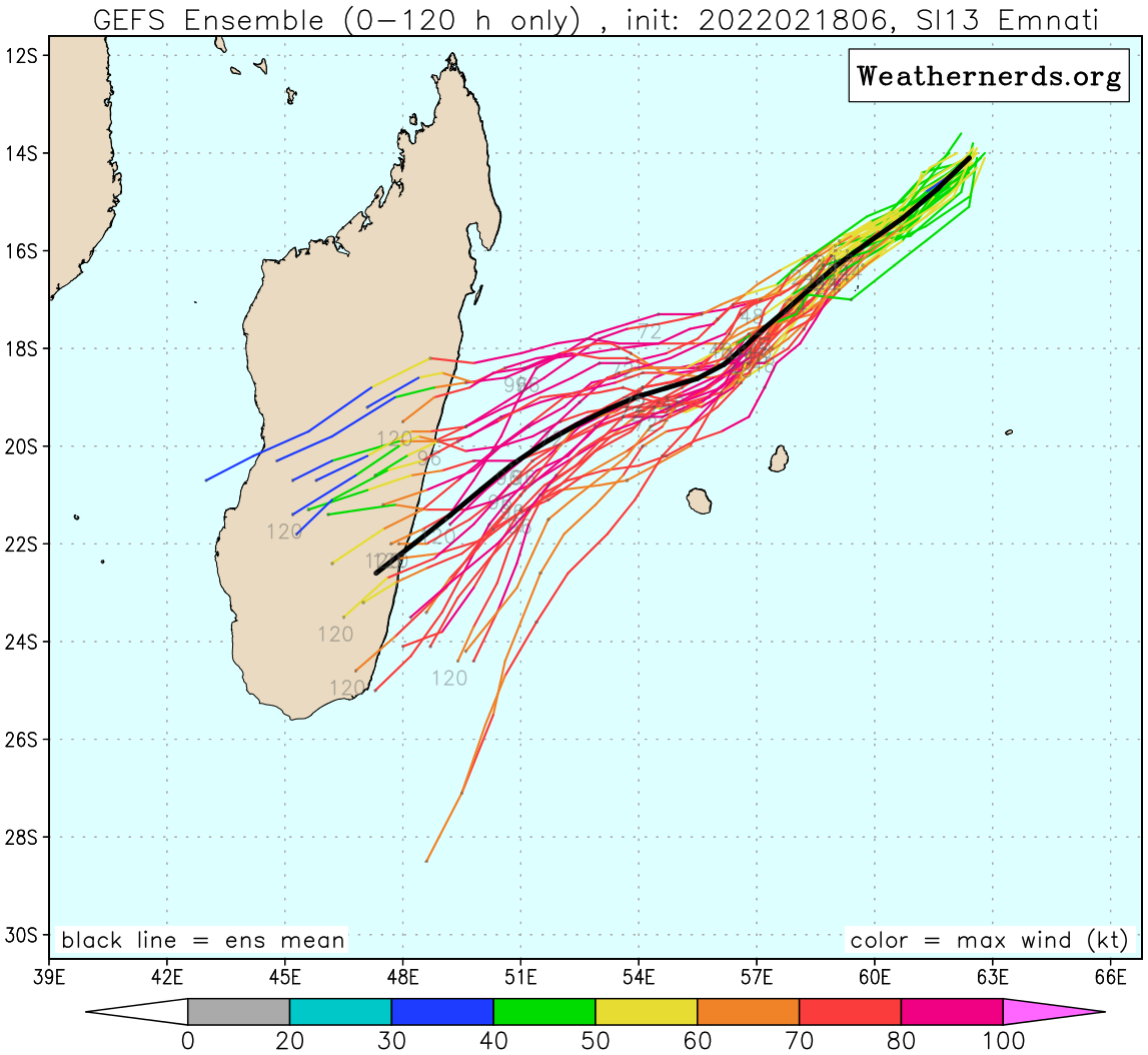 TC 13S(EMNATI): CAT 1 US and intensifying to CAT 3 within 48h while tracking to the North of Mauritius/Réunion, 18/15utc