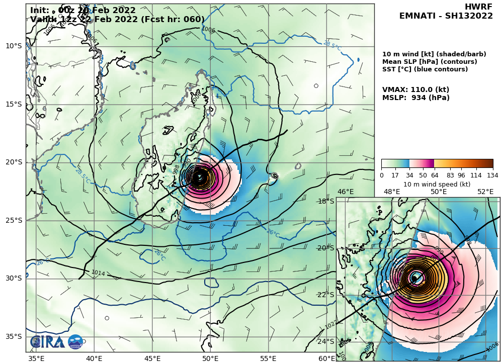 Powerful TC 13S(EMNATI): forecast to reach CAT 4 by 24hours, slowly approaching East Central coast of Madagascar, 20/09utc Powerful TC 13S(EMNATI): forecast to reach CAT 4 by 24hours, slowly approaching East Central coast of Madagascar, 20/09utc