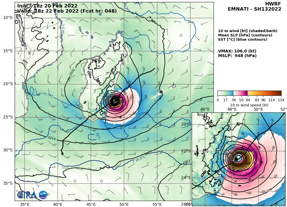 Intense TC 13S(EMNATI) under-going an eye-wall replacement cycle, slowly approaching Madagascar, 21/03utc Intense TC 13S(EMNATI) under-going an eye-wall replacement cycle, slowly approaching Madagascar, 21/03utc