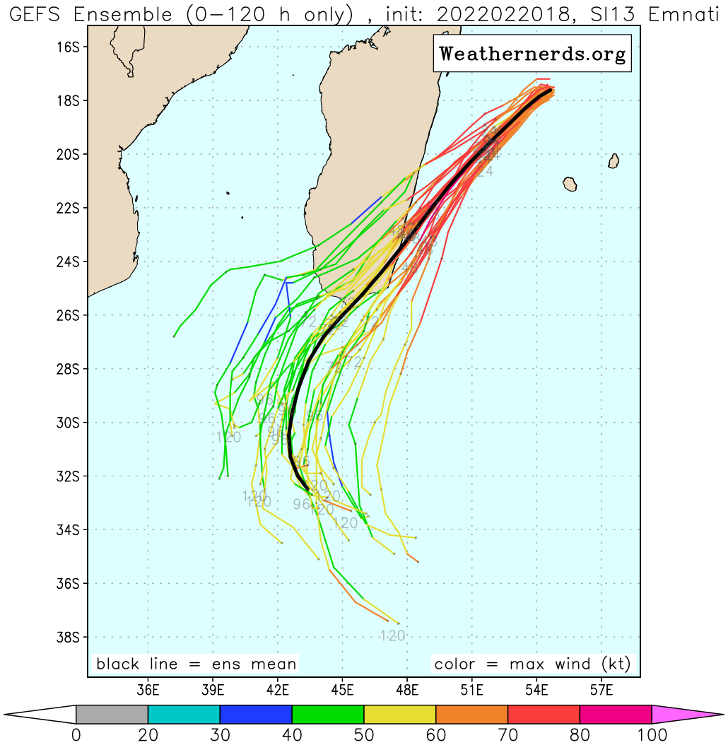 Intense TC 13S(EMNATI) under-going an eye-wall replacement cycle, slowly approaching Madagascar, 21/03utc