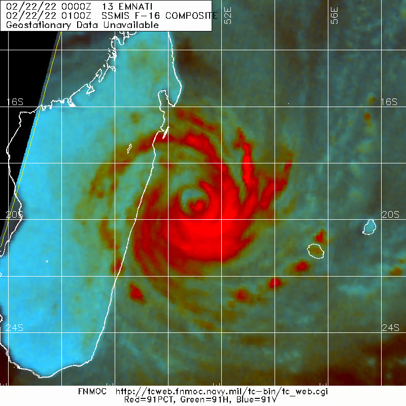 TC 13S(EMNATI): bearing down on Mananjary & Manakara/Madagascar, landfall forecast within 24hours, 22/03utc
